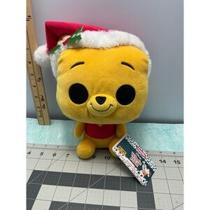 Disney Winnie the Pooh Holiday Plush Toy Santa Hat Christmas Collectible
